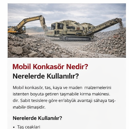 Mobil Konkasör Nedir? Nerelerde Kullanılır?